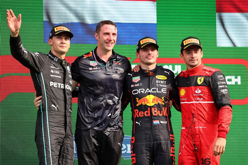 Podium celebrating